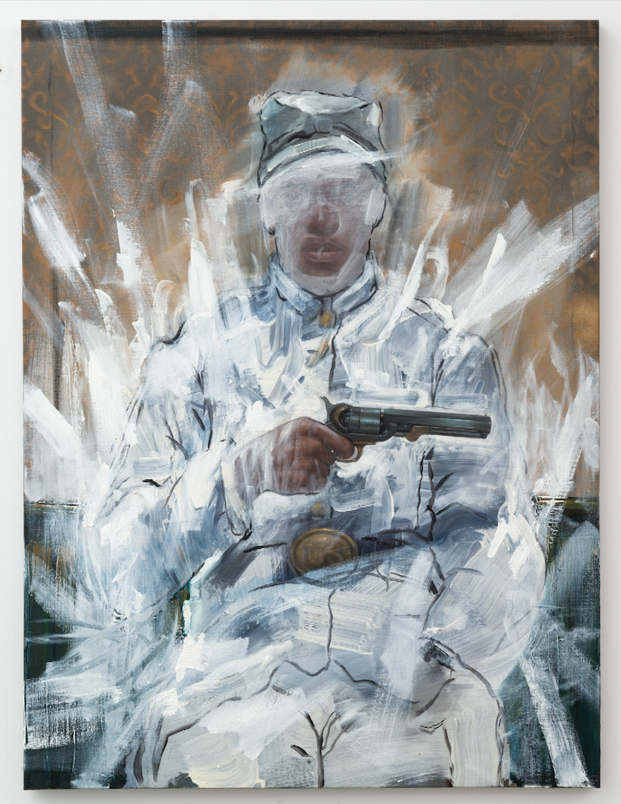 Titus Kaphar
Time Travel,&amp;nbsp;2013
oil on canvas
48 x 36 in.
&amp;copy; Titus Kaphar
The collection of Ron Pizzuti
Courtesy: the artist and Gagoasian, New York