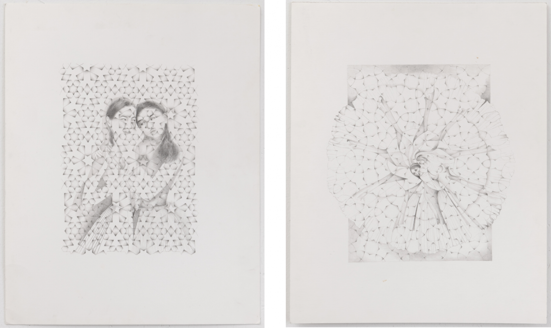 Embrace, 2020
graphite on paper
paper: 17 x 11 inches (43.2 x 27.9 cm)

Inner Circle, 2020
graphite on paper
paper: 17 x 11 inches (43.2 x 27.9 cm)