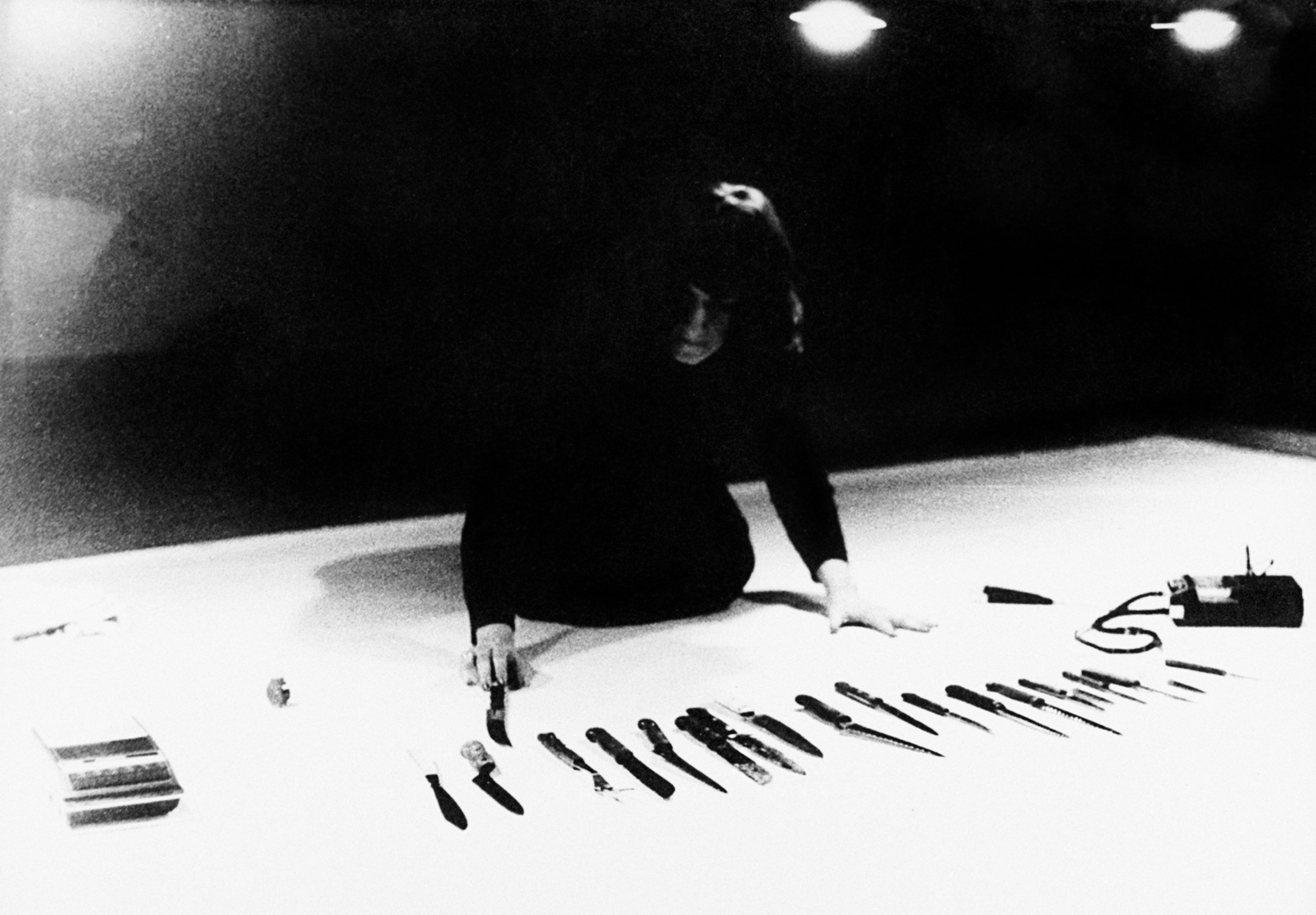 Marina Abramović, Rhythm 10, 1973, Performance in Edinburgh. Image courtesy of the&nbsp;Marina Abramović archives.